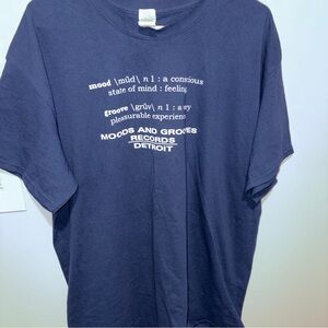 Navy Blue Moods And Grooves T-Shirt (Record Label Detroit) funk soul electronic